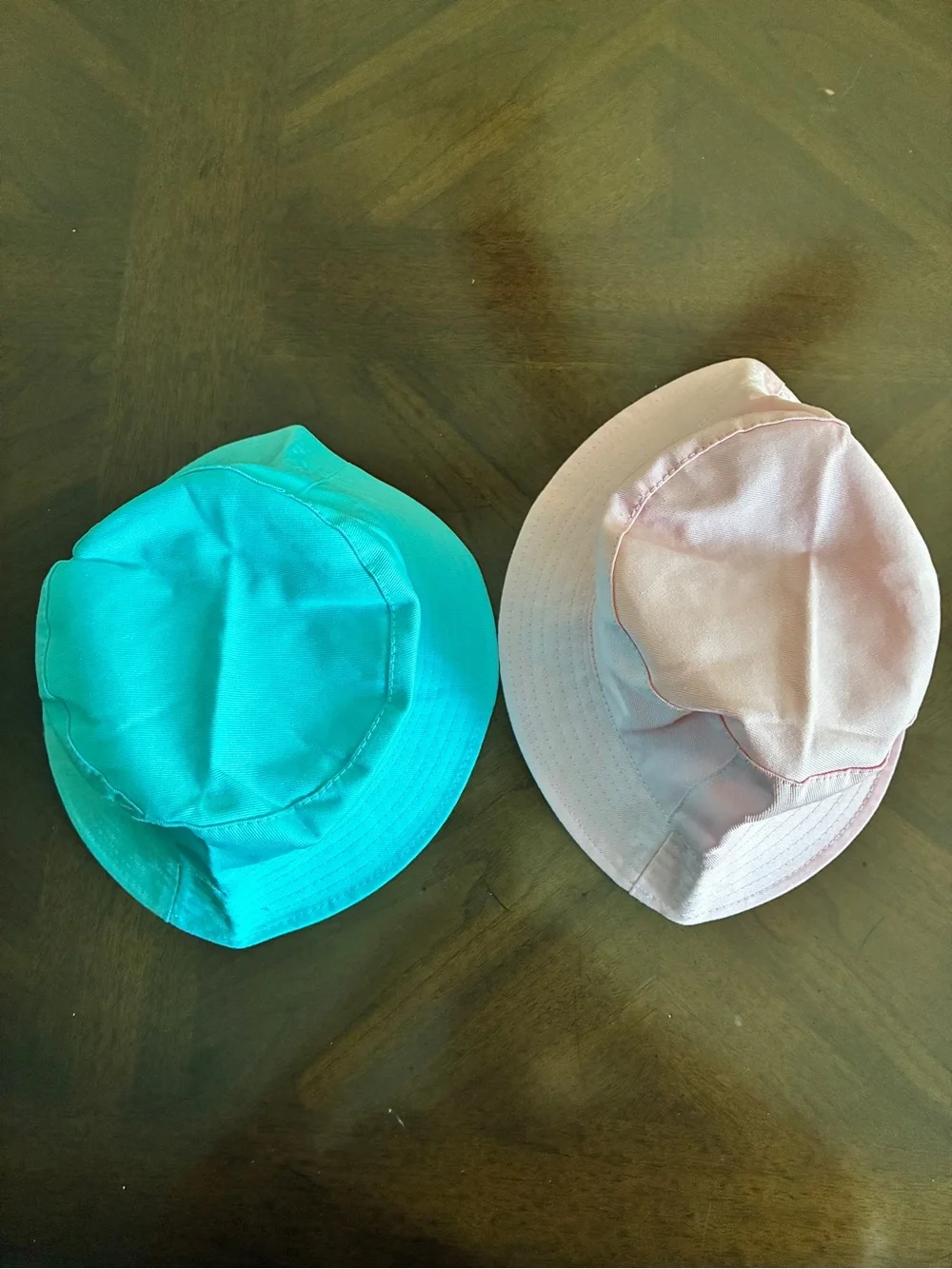 Twin Toddler 9-18 mos Boy Girl Bucket Hats Adjustable Chin Strap, Pink Blue NEW!